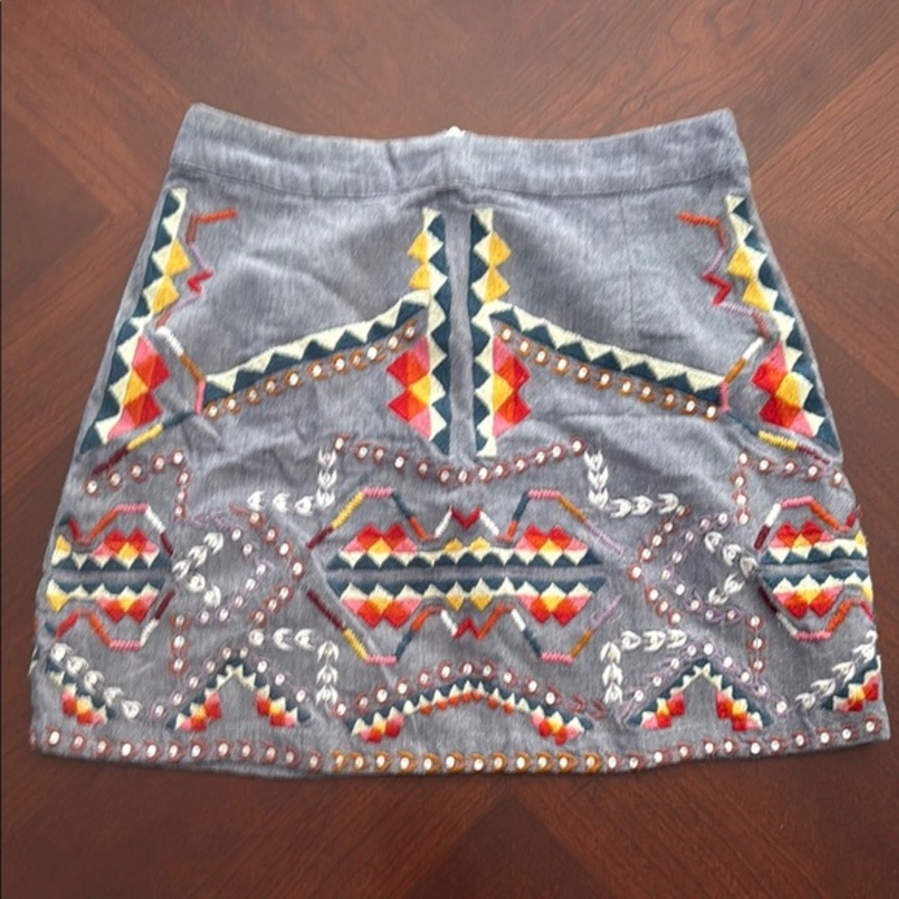 Antik Batik Yellow and Blue Embellished Mini Pencil Skirt Resort Wear